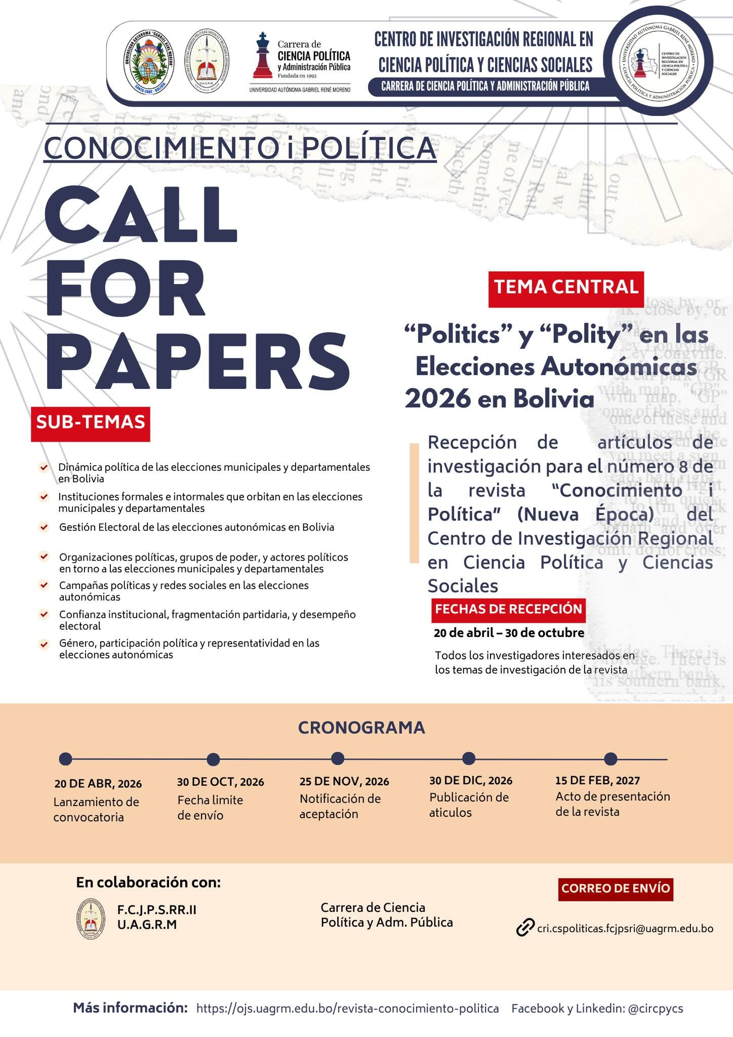 Call for Papers - Conocimiento i Política