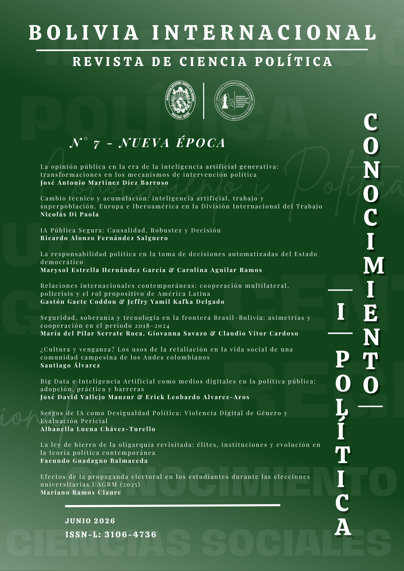 Portada Revista Conocimiento i Política Número 7